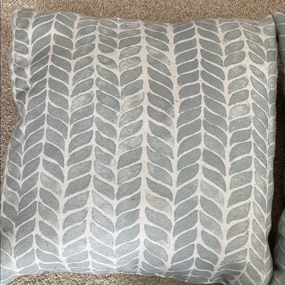Greenish Blue and White Leaf Pattern Pillow